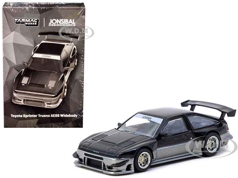 Toyota Sprinter Trueno AE86 Widebody RHD Right Hand Drive Jonsibal Designworks Black and Gray Metallic Global64 Series 1/64 Diecast Model Tarmac Works T64G-060-BG