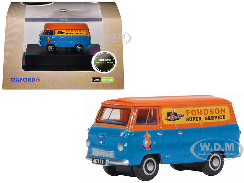 Ford 400E Van RHD Right Hand Drive Fordson Super Service Blue and Orange 1/148 (N) Scale Diecast Model Car Oxford Diecast NFDE011