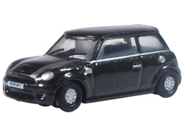 Mini Cooper S RHD Right Hand Drive Midnight Black with Silver Stripes 1/148 (N) Scale Diecast Model Car Oxford Diecast NNMN003