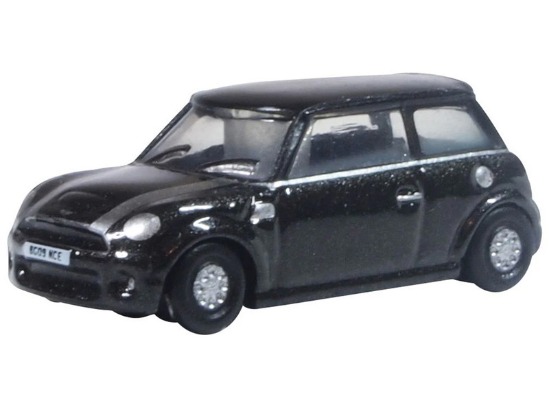 Mini Cooper S RHD Right Hand Drive Midnight Black with Silver Stripes 1/148 (N) Scale Diecast Model Car Oxford Diecast NNMN003