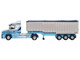 Scania T Cab Truck RHD Right Hand Drive with Covered Dump Trailer Tinnelly White with Blue Graphics 1/148 (N) Scale Diecast Model Car Oxford Diecast NTCAB005
