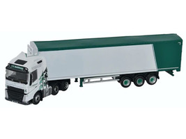 Volvo FH4 Truck RHD Right Hand Drive with Walking Floor Trailer AW Jenkinson White with Graphics 1/148 (N) Scale Diecast Model Car Oxford Diecast NVOL4006