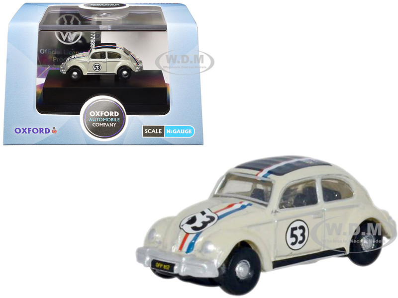 Volkswagen Beetle #53 Beige with Stripes and Black Top 1/148 (N) Scale Diecast Model Car Oxford Diecast NVWB001