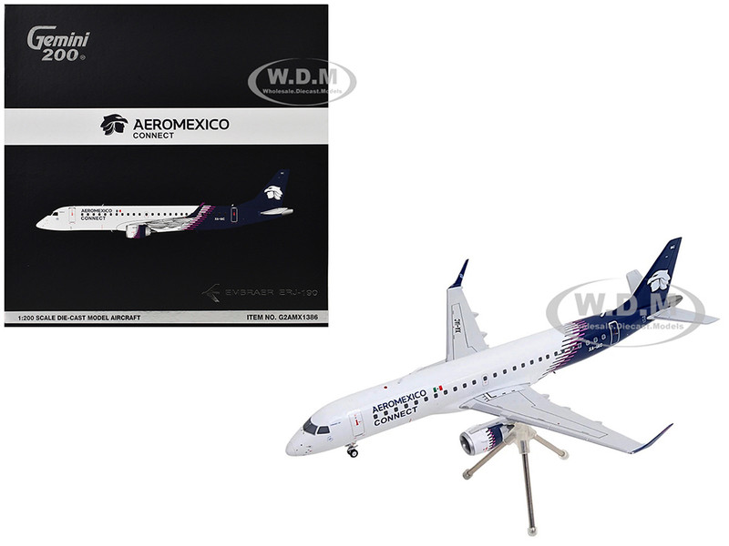 Embraer ERJ 190 Commercial Aircraft Aeromexico Connect XA IAC White with Blue Tail Gemini 200 Series 1/200 Diecast Model Airplane GeminiJets G2AMX1386