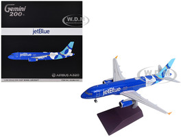 Airbus A320 Commercial Aircraft JetBlue Airways Forever Blue N547JB Blue with Graphics Gemini 200 Series 1/200 Diecast Model Airplane GeminiJets G2JBU1337