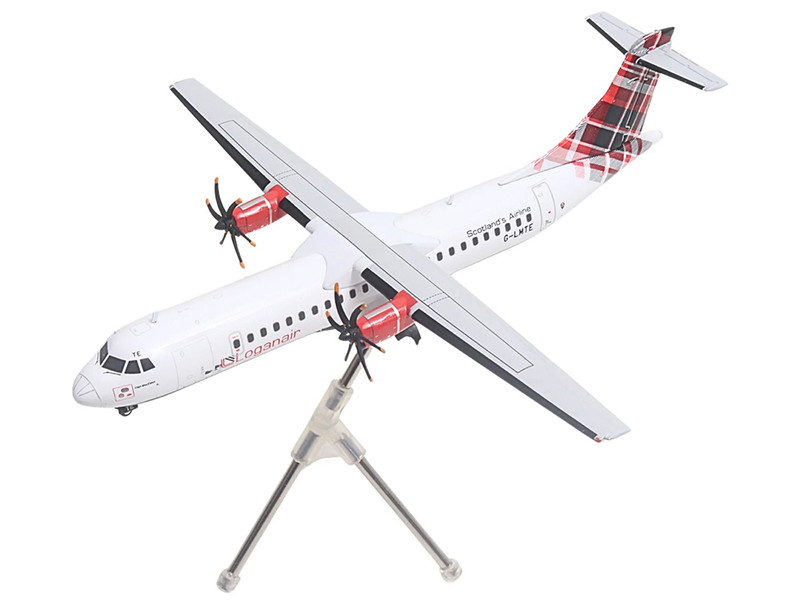 ATR 72 600 Commercial Aircraft Loganair Scotland s Airline G LMTE White with Red Plaid Tail Gemini 200 Series 1/200 Diecast Model Airplane GeminiJets G2LOG1374