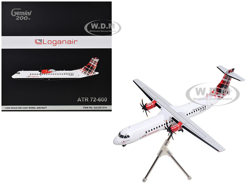ATR 72 600 Commercial Aircraft Loganair Scotland s Airline G LMTE White with Red Plaid Tail Gemini 200 Series 1/200 Diecast Model Airplane GeminiJets G2LOG1374