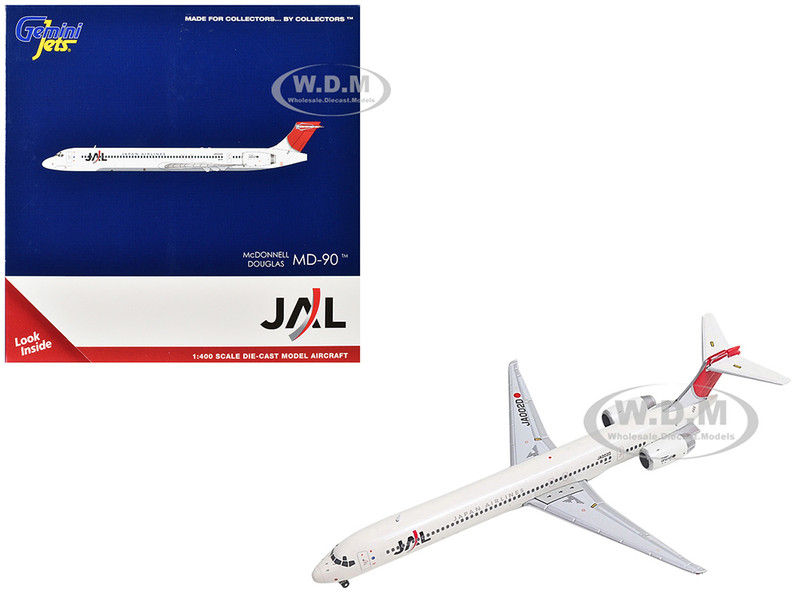 McDonnell Douglas MD 90 Commercial Aircraft Japan Airines JA002D White with Red Tail 1/400 Diecast Model Airplane GeminiJets GJ1719