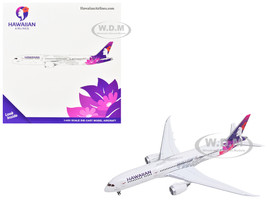 Boeing 787 9 Commercial Aircraft Hawaiian Airlines N781HA White with Purple Tail Graphics 1/400 Diecast Model Airplane GeminiJets GJ2339