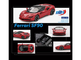 Ferrari SF90 Rosso Corsa Red with Black Top 1/64 Diecast Model Car BBR BBRFER64030