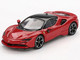 Ferrari SF90 Rosso Corsa Red with Black Top 1/64 Diecast Model Car BBR BBRFER64030