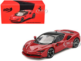 Ferrari SF90 Rosso Corsa Red with Black Top 1/64 Diecast Model Car BBR BBRFER64030