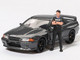 Nissan Skyline GT R R32 RHD Right Hand Drive Gunmetal Gray Metallic with Tsugio Matsuda Figure Limited Edition 1/64 Diecast Model Car Mini GT MGT00869
