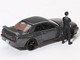 Nissan Skyline GT R R32 RHD Right Hand Drive Gunmetal Gray Metallic with Tsugio Matsuda Figure Limited Edition 1/64 Diecast Model Car Mini GT MGT00869