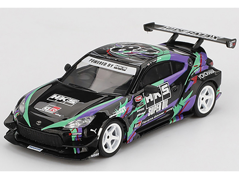Toyota GR86 HKS TYPE R RHD Right Hand Drive HKS Livery Black with Graphics 2022 Tokyo Auto Salon Limited Edition 1/64 Diecast Model Car Mini GT MGT01005