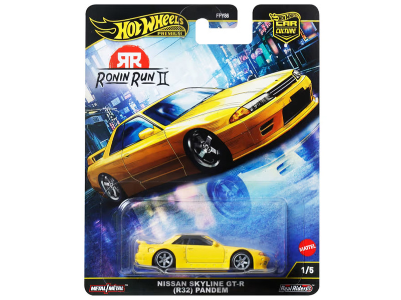 Nissan Skyline GT R R32 Pandem RHD Right Hand Drive Yellow Ronin Run II Series Diecast Model Car Hot Wheels JBK88
