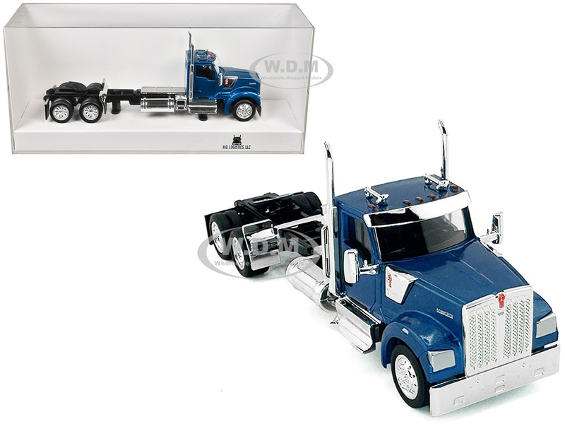 Kenworth W990 2 Axel Day Cab Blue Metallic 1/87 (HO) Plastic Model Car HO Logistics HL-990061