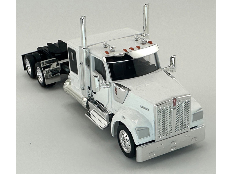 Kenworth W990 with Flat Top Sleeper Cab White 1/87 (HO) Plastic Model Car HO Logistics HL-990073