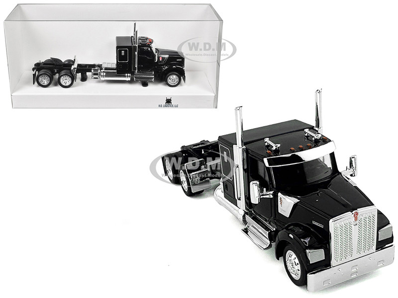 Kenworth W990 with Flat Top Sleeper Cab Black 1/87 (HO) Plastic Model Car HO Logistics HL-990093