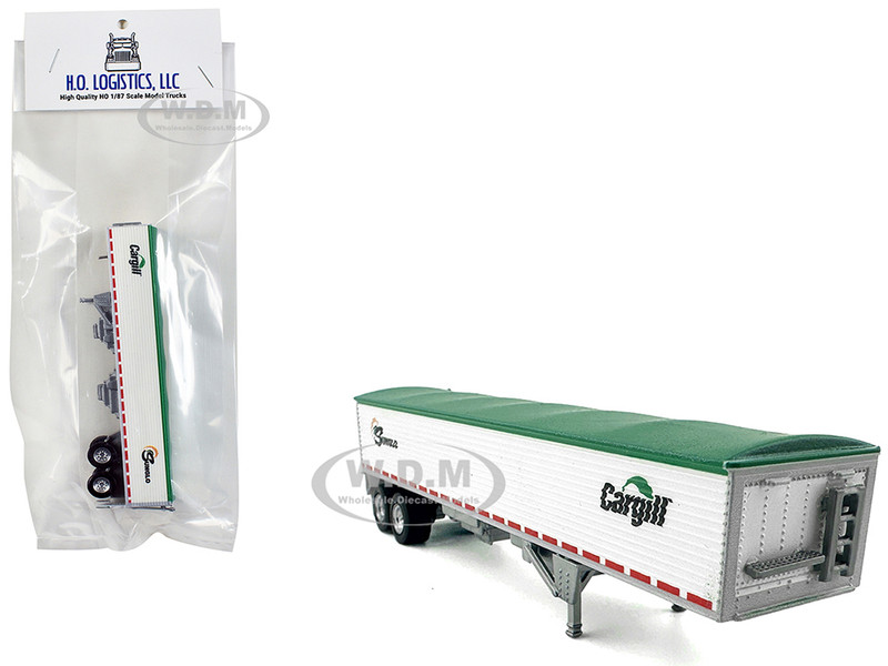 Covered Grain Trailer White with Green Tarp SunGlo Cargill 1/87 (HO) Plastic Model Car HO Logistics HL-463