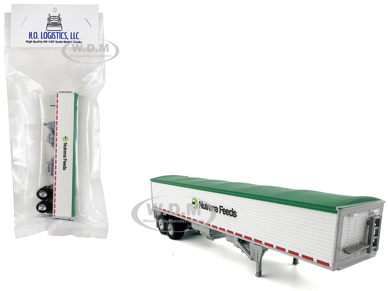 Covered Grain Trailer White with Green Tarp Nutrena Feeds 1/87 (HO) Plastic Model Car HO Logistics HL-464
