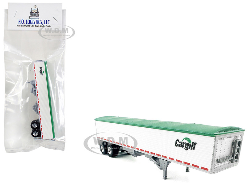 Covered Grain Trailer White with Green Tarp Cargill 1/87 (HO) Plastic Model Car HO Logistics HL-465