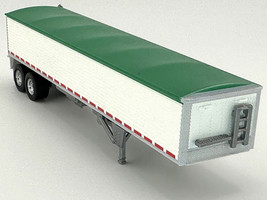 Covered Grain Trailer White with Green Tarp 1/87 (HO) Plastic Model Car HO Logistics HL-466