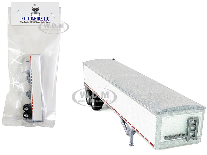 Covered Grain Trailer White with Silver Tarp 1/87 (HO) Plastic Model Car HO Logistics HL-467