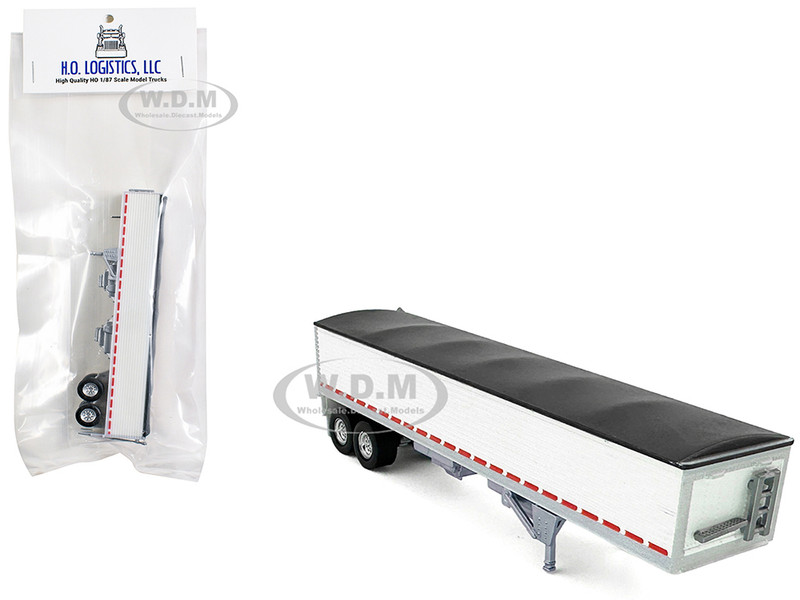 Covered Grain Trailer White with Black Tarp 1/87 (HO) Plastic Model Car HO Logistics HL-469
