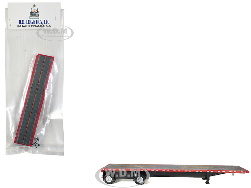 High Boy Spread Axle Flatbed Trailer Red 1/87 (HO) Plastic Model Car HO Logistics HL-478