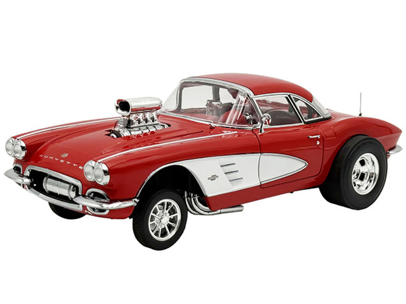 1961 Chevrolet Corvette Gasser Roman Red with Red Interior Limited Edition to 300 pieces Worldwide 1/18 Diecast Model Car ACME A1800935