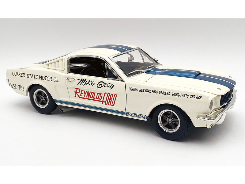 1965 Shelby GT350 Reynolds Ford White with Blue Stripes Limited Edition to 204 pieces Worldwide 1/18 Diecast Model Car ACME GT350