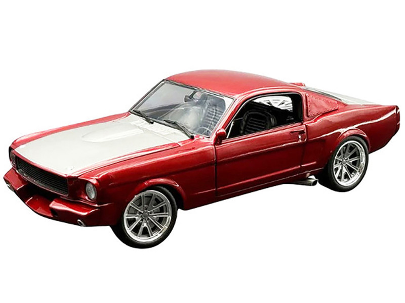 1965 Shelby GT350R Pro Touring Red Metallic with Silver Hood and Trunk Limited Edition to 350 pieces Worldwide 1/18 Diecast Model Car ACME A1801887