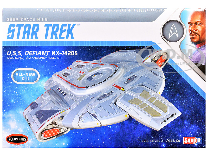 Skill 2 Snap Model Kit USS Defiant NX 74205 Starship Star Trek Deep Space Nine 1993 1999 TV Series 1/1000 Scale Model Polar Lights POL952M