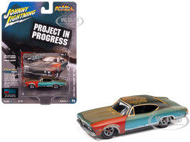 1968 Chevrolet Chevelle SS 396 Tripoli Turquoise Weathered Project in Progress Series 1/64 Diecast Model Car Johnny Lightning JLSF027-JLSP404B
