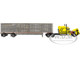 Peterbilt 379 with 63 Mid-Roof Sleeper and Wilson Silverstar Livestock Trailer Harrison Trucking Yellow with Black Stripes 1/64 Diecast Model DCP/First Gear 60-2104