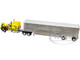 Peterbilt 379 with 63 Mid-Roof Sleeper and Wilson Silverstar Livestock Trailer Harrison Trucking Yellow with Black Stripes 1/64 Diecast Model DCP/First Gear 60-2104