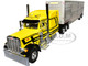 Peterbilt 379 with 63 Mid-Roof Sleeper and Wilson Silverstar Livestock Trailer Harrison Trucking Yellow with Black Stripes 1/64 Diecast Model DCP/First Gear 60-2104