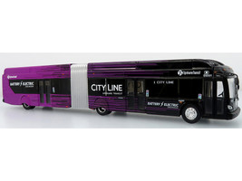 New Flyer Xcelsior XE60 Articulated Transit Bus Spokane Transit City Line Black and Purple The Bus & Motorcoach Collection Limited Edition 1/87 (HO) Diecast Model Iconic Replicas 87-0607