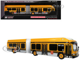 New Flyer Xcelsior XE60 Articulated Transit Bus Hamilton Street Railway 150th Anniversary Yellow with Black Stripes The Bus & Motorcoach Collection Limited Edition 1/87 (HO) Diecast Model Iconic Replicas 87-0608