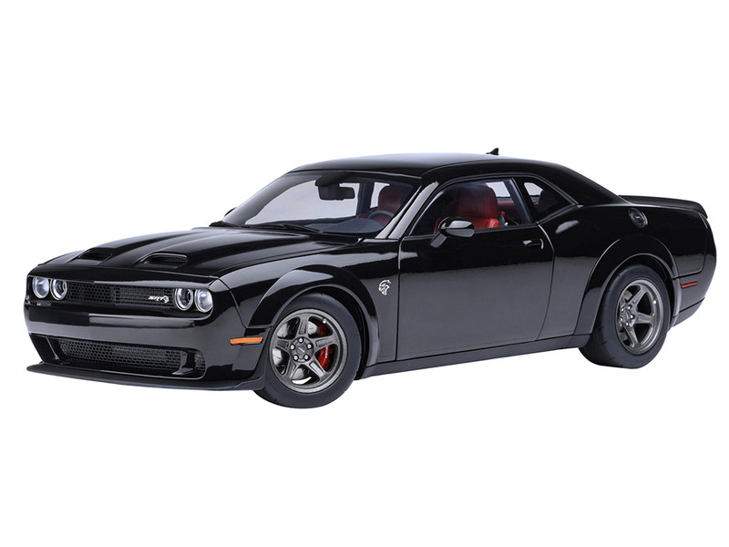2023 Dodge Challenger SRT Super Stock Pitch Black with Red Interior 1/18 Model Car Autoart 71765