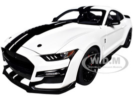 Ford Mustang Shelby GT500 Oxford White with Black Stripes 1/18 Model Car Autoart 73095