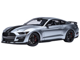 Ford Mustang Shelby GT500 Iconic Silver Metallic with Black Stripes 1/18 Model Car Autoart 73096