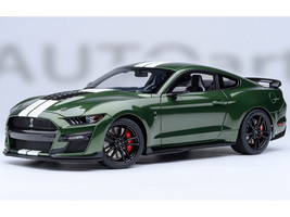 Ford Mustang Shelby GT500 Eruption Green Metallic with White Stripes 1/18 Model Car Autoart 73097