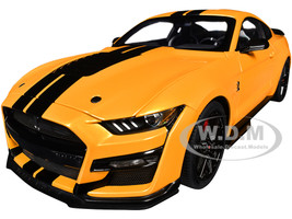 Ford Mustang Shelby GT500 Cyber Orange Metallic with Black Stripes 1/18 Model Car Autoart 73099