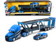 Mack Anthem Open Car Hauler Blue with Graphics and 1993 Chevrolet 454 SS Pickup Truck Blue with Graphics Toyo Tires Transporters Series 1/64 Diecast Models Maisto 11454-MJS03 Mack Anthem Open Car Hauler Blue with Graphics and 1993 Chevrolet 454 SS Pickup Truck Blue with Graphics Toyo Tires Transporters Series 1/64 Diecast Models Maisto 11454-MJS03