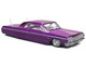 1964 Chevrolet Impala SS Lowrider Candy Purple with Graphics and White Interior Lowriders Maisto Design Series 1/26 Diecast Model Car Maisto 32547-PUR