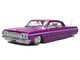 1964 Chevrolet Impala SS Lowrider Candy Purple with Graphics and White Interior Lowriders Maisto Design Series 1/26 Diecast Model Car Maisto 32547-PUR