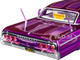 1964 Chevrolet Impala SS Lowrider Candy Purple with Graphics and White Interior Lowriders Maisto Design Series 1/26 Diecast Model Car Maisto 32547-PUR