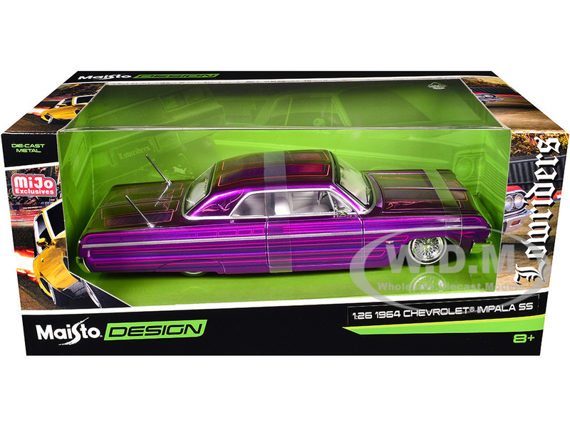 1964 CHEVROLET IMPALA SS LOWRIDER CANDY PURPLE 1/26 DIECAST CAR BY